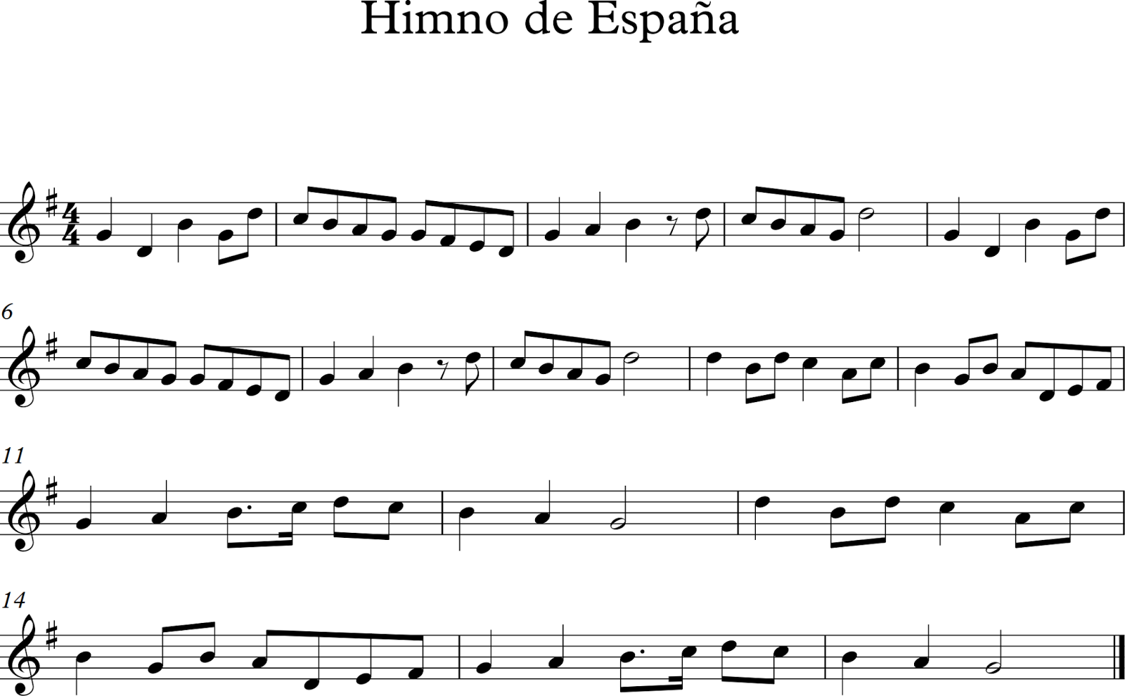 Partitura del Himno de España